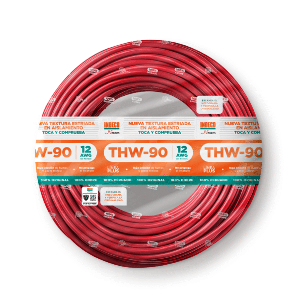 Cable THW-90 plus 450/750V 12 AWG Negro x 100m Indeco