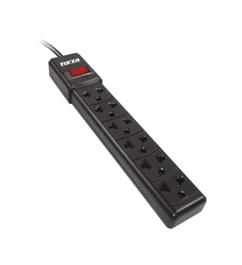 REGLETA NEGRA 6 TOMAS CON CABLE 90 CM
