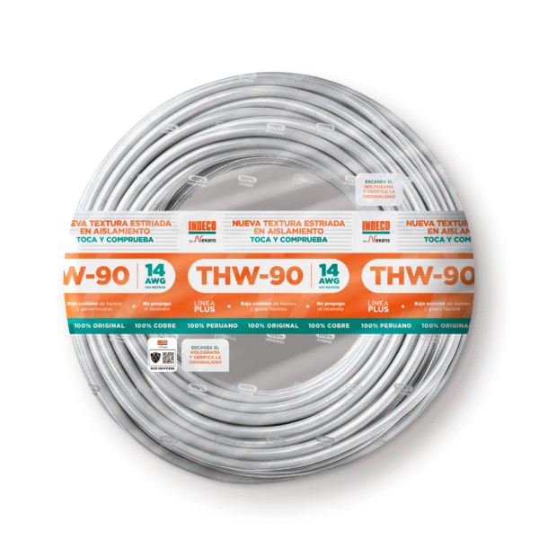 Cable THW-90 plus 450/750V 14 AWG Rojo x 100m Indeco