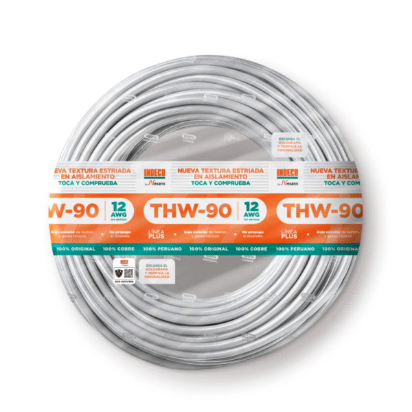 Cable THW-90 plus 450/750V 12 AWG Negro x 100m Indeco