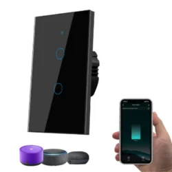 INTERRUPTOR INTELIGENTE WIFI DOBLE SIN NEUTRO NEGRO